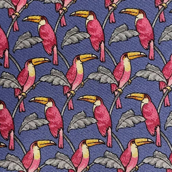 Tom‎ James Executive Collection Silk Tropical Toucan Bird Necktie Tie - Picture 5 of 5
